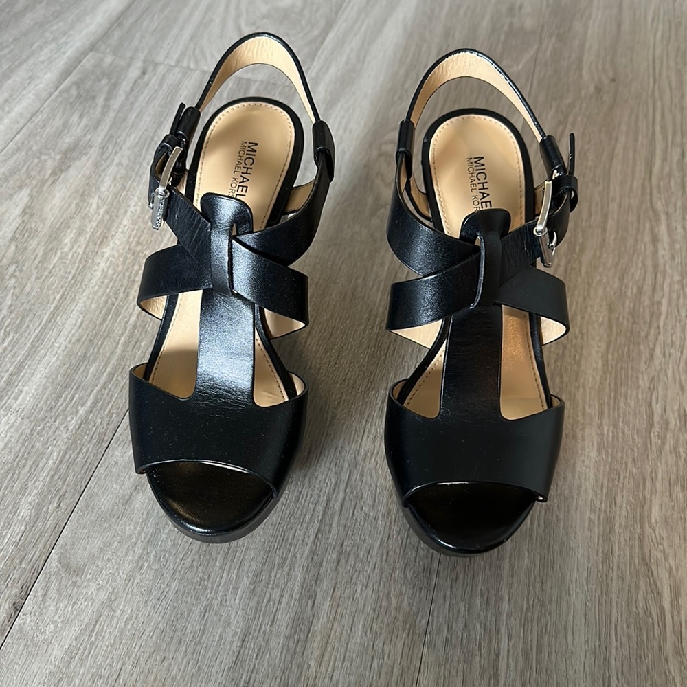 Michael Kors black wedge heels size 7 worn once